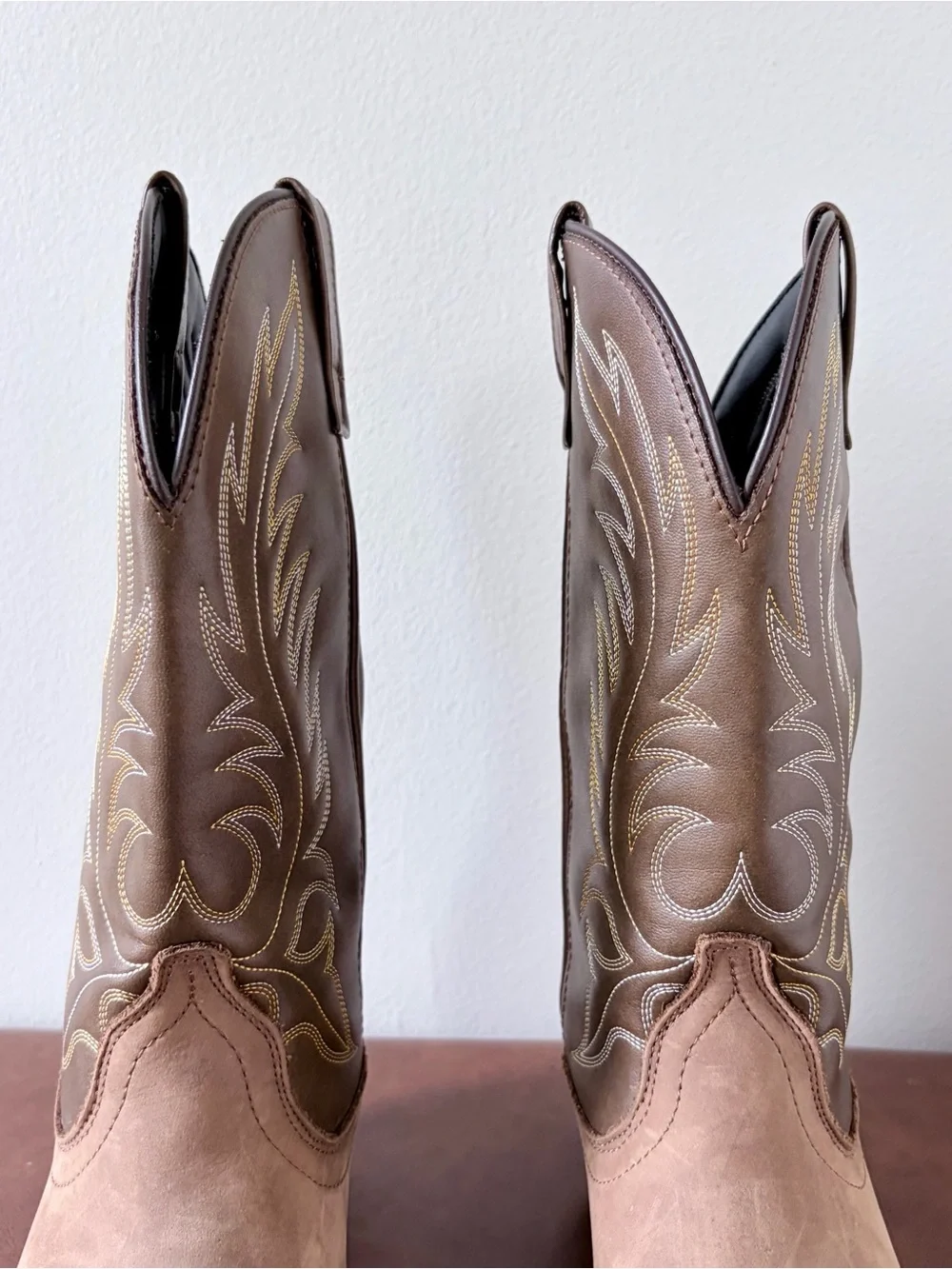 Laredo Two-Tone Brown Suede & Leather Cowboy Boots
